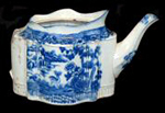 Pearlware teapot printed underglaze in medium blue. 18BC79